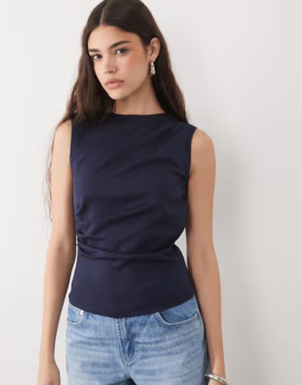 スリードベア レディース トップス ベスト ドレープ ノースリーブ Threadbare sleeveless draped tank top NAVY ネイビー 8,174円