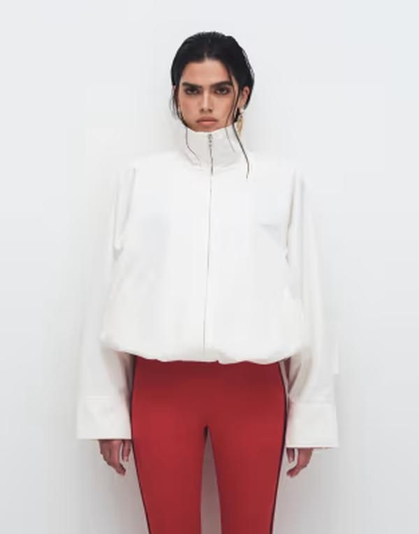 アンドアザーストーリーズ レディース アウター コート スタンドネック ジャケット Other Stories funnel neck short jacket Offwhite オフホワイト