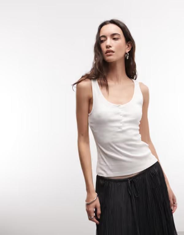 ウィークデイ レディース トップス ベスト Weekday henley tank top in offwhite オフホワイト