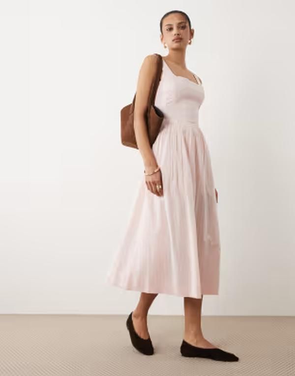 コットンオン レディース トップス ワンピース マキシ Cotton corset style drop waist maxi dress PINK ピンク