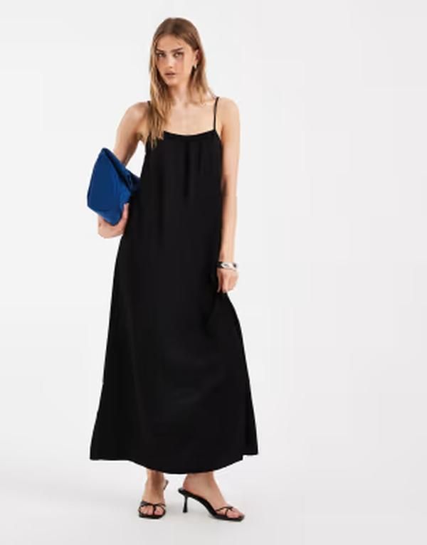 ピーシーズ レディース トップス ワンピース サテン マキシ Piecesatin cami maxi dress Black ブラック 15,525円