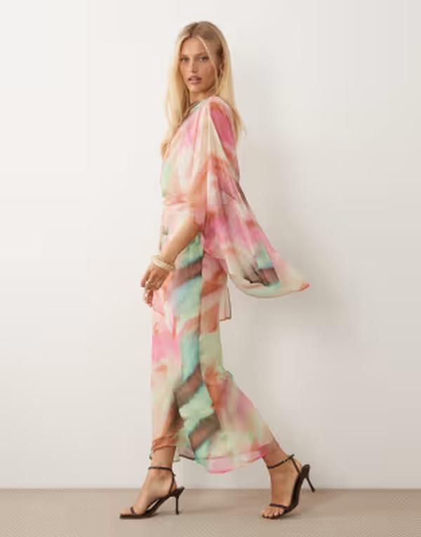 エイソス レディース トップス ワンピース オープンバック ケープデザイン ドレープ キャップ ケープ ASOS DESIGN kimono sleeve cape detail draped mid 22,578円