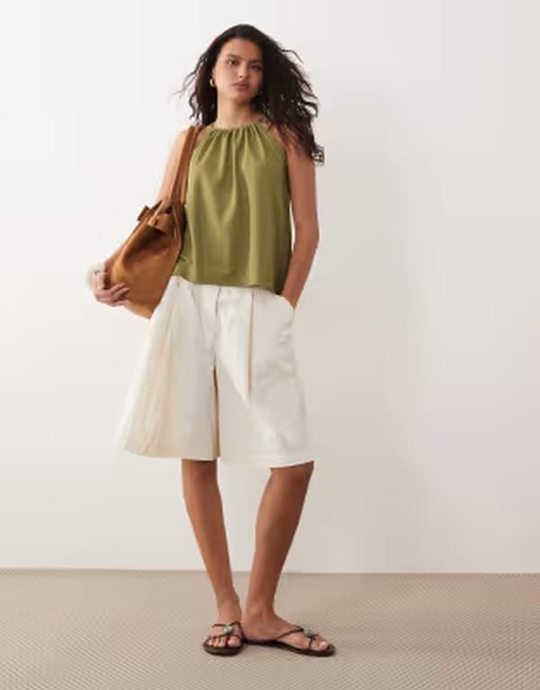 ジェイディーワイ レディース トップス タンクトップ ホルター JDY halterneck top MID GREEN グリーン