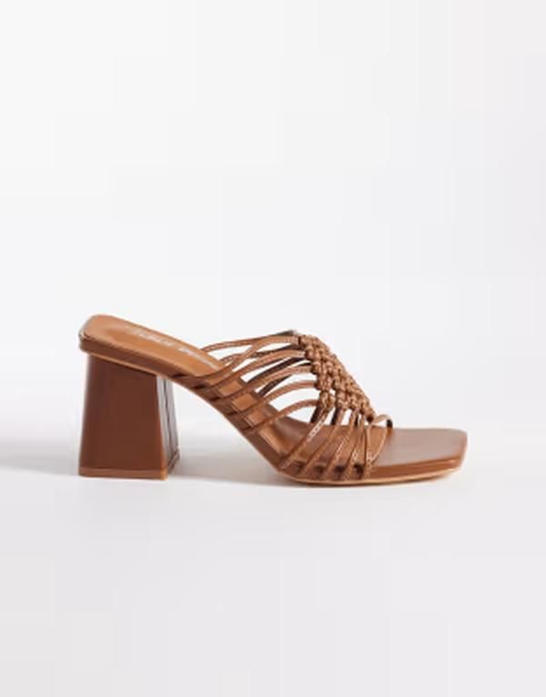 パブリックデザイア レディース シューズ サンダル ヒール Public Desire woven block heeled sandals in tan タン