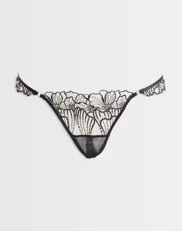 ブルーベラ レディース アンダーウェア ブリーフパンツ 刺繍 Bluebellamarosa embroidered fold over briefs Black ブラック