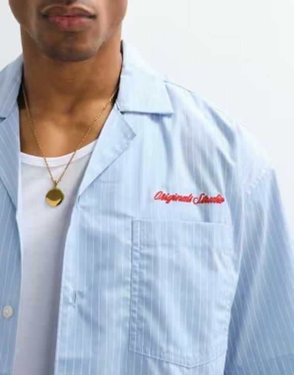 ジャック アンド ジョーンズ メンズ トップス シャツ Jack Jones poplin stripe shirt with pocket embroidery Cashmere Blue ブルー