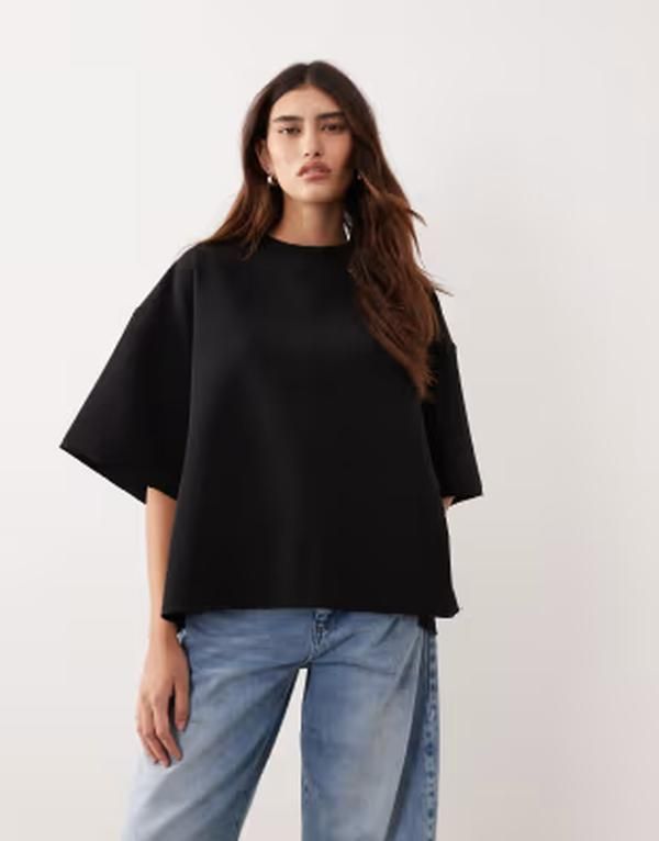 アレンジ レディース トップス シャツ ARRANGE boxy seam top with tie back detail Black ブラック
