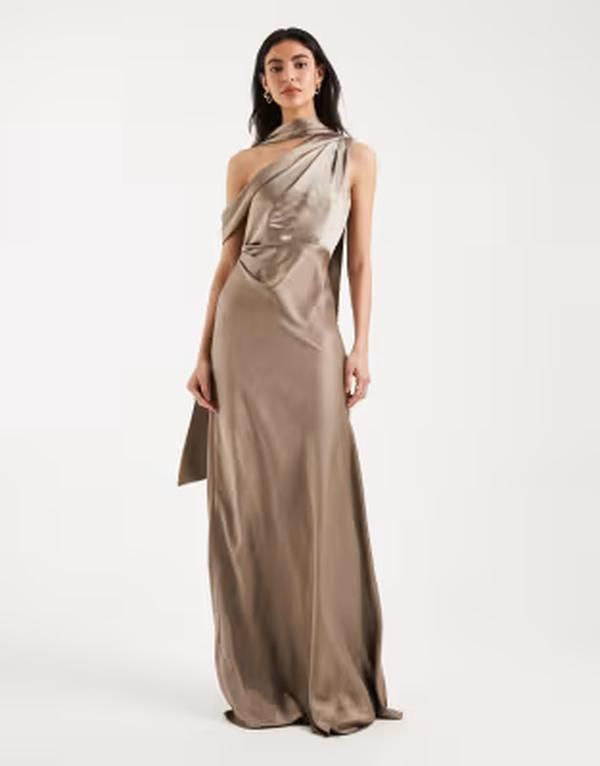 シックスストーリーズ レディース トップス ワンピース サテン マキシ Six Stories Bridesmaidsatin scarf detailing one shoulder maxi dr 44,720円