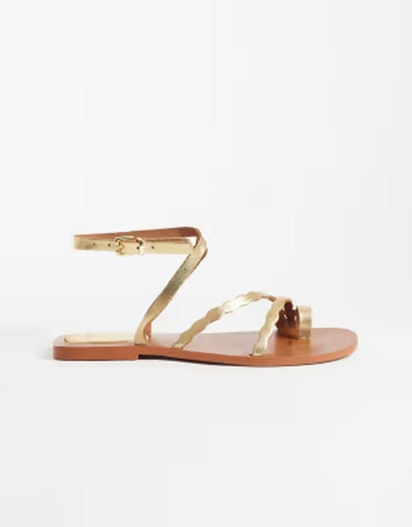 マンゴ レディース シューズ サンダル Tシャツ Mango Teen strappy flat sandals GOLD ゴールド