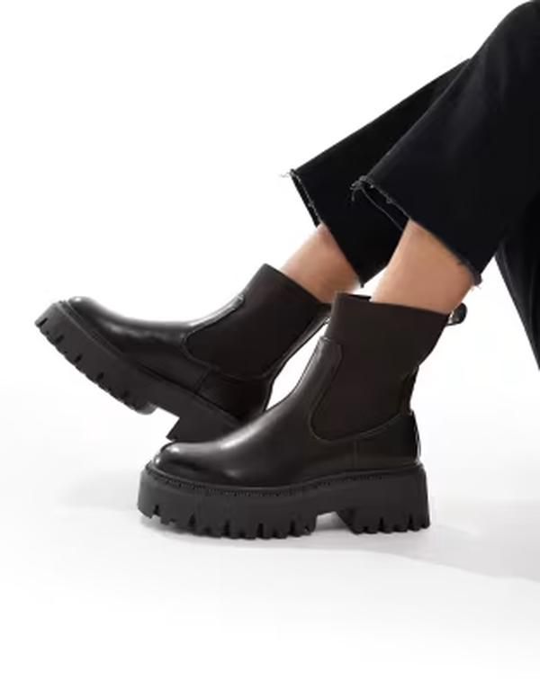 セクウェル レディース シューズ ブーツ・レインブーツ チェルシーブーツ チェルシー SEQWL Stella chunky Chelsea boots in chocolate Choc チョコレー