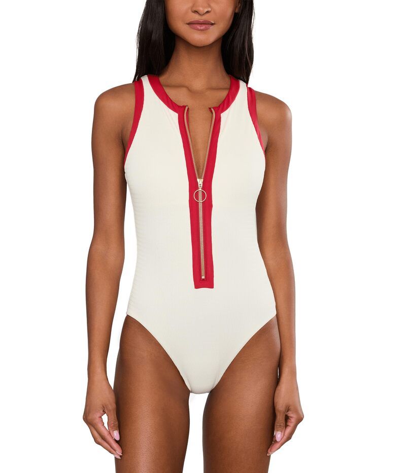シーフォリー レディース 水着 上下セット Seafolly Bandwave Zip Front OnePiececru エクリュ