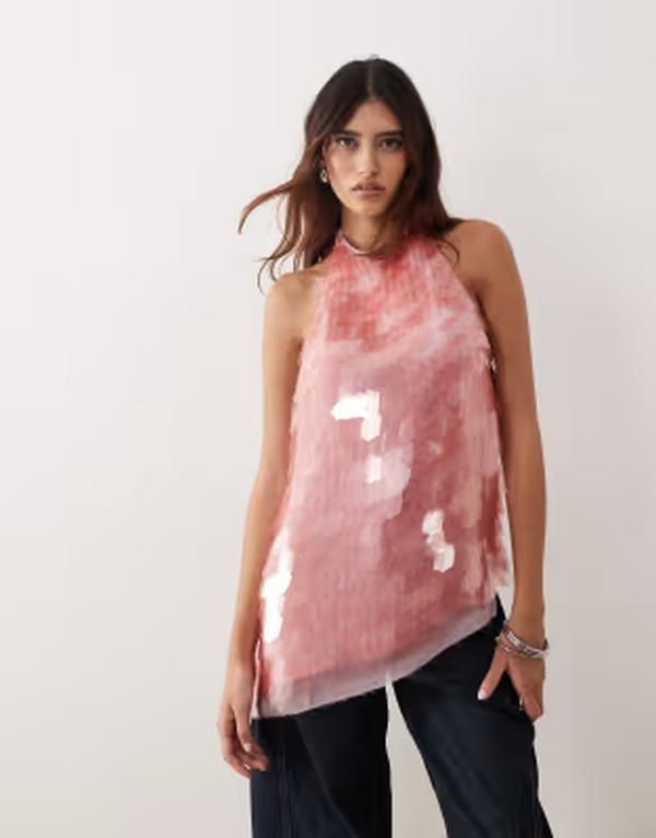 アレンジ レディース トップス シャツ スパンコール ホルター ARRANGEmbellished shard sequins longline halter neck top part of a s 31,720円