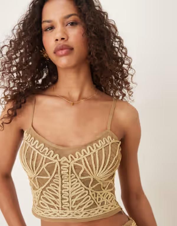 エイソス レディース トップス シャツ ASOS DESIGN gold threadetail cami top part of a set Gold ゴールド