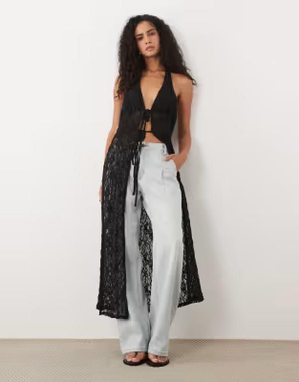 ミスセルフフリッジ レディース トップス シャツ マキシ ホルター Misselfridge splitie front festival halter maxi top Black ブラック
