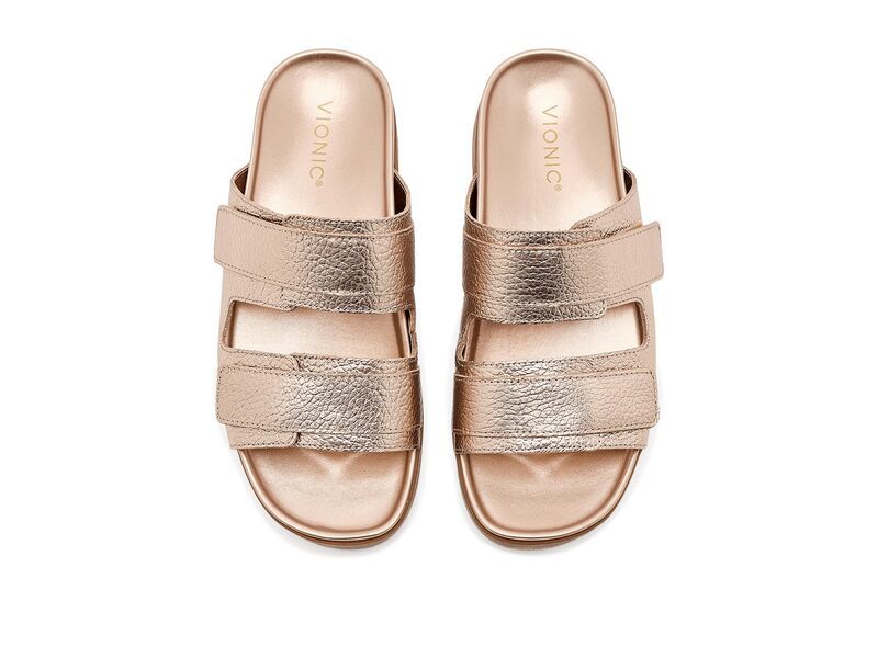 バイオニック レディース シューズ ヒール VIONIC Riviera Bronze Metallic Leather メタリック