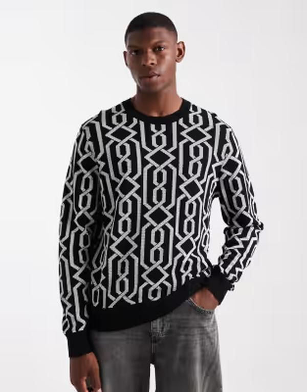ヒューゴレッド メンズ アウター ニット・セーター HUGO RED Souvawn silver chain linknit sweater black ブラック 53,880円