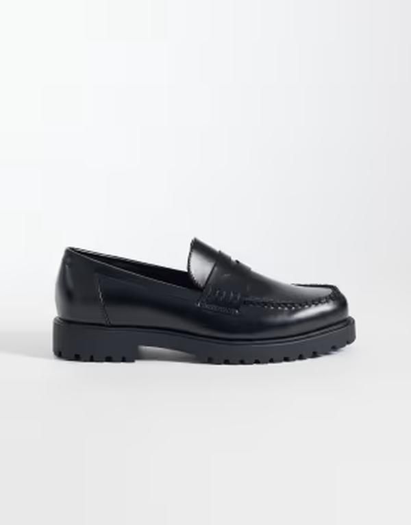 エイソス メンズ シューズ スリッポン・ローファー ASOS DESIGN penny loafer with cleated sole Black ブラック