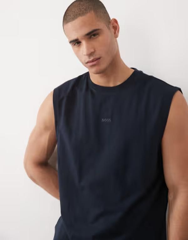 ボス オレンジ メンズ トップス ベスト リラックスフィット Tシャツ ノースリーブ BOSS Orange relaxed fit sleeveless tee in dark Blue ブルー 24,674円