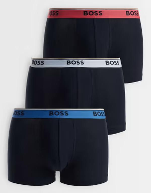 ボス メンズ アンダーウェア トランクス コントラスト ロゴ Boss Bodywear Power 3 pack logo contrast waistband briefs Black ブラック
