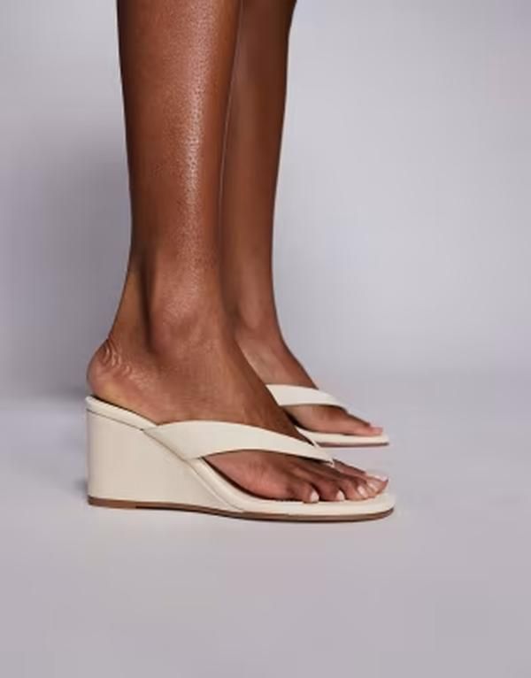 シミー ワイドフィット レディース シューズ サンダル デニム Simmi Wide Fit Simmi London Wide Fit Jules wedge sandals denim Beige