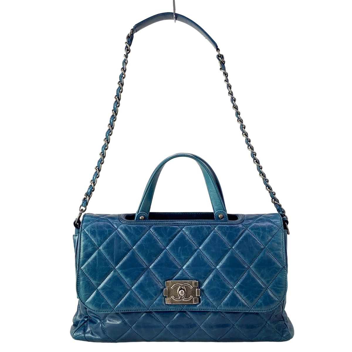 CHANEL(シャネル) ショルダーバッグ ボーイシャネル/マトラッセ ブルー ヴィンテージシルバー金具