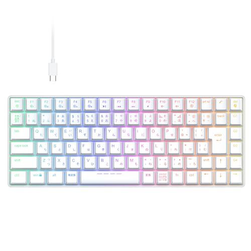 iClever ゲーミングキーボード 75%サイズ 赤軸 メカニカル キーボード 日本語配列 マクロ対応 G05 ホワイト | テンキーレス 88キー カスタマイズ RGB 23種類バックライト 静音 有線 着脱式ケーブル ゲーム/オフィス用 a04d91c2