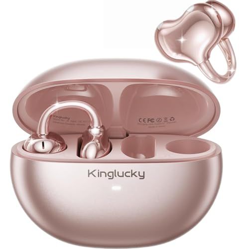「音質進化」Kinglucky イヤーカフイヤホン ワイヤレスイヤホン Bluetooth 6.0 耳挟み式 耳を塞がない 4gの超軽量 2台同時接続 50時間連続再生 オープンイヤホン 超低遅延 IPX5防水 音漏れ防止 クリアな通話品質 日本語マニュアルe