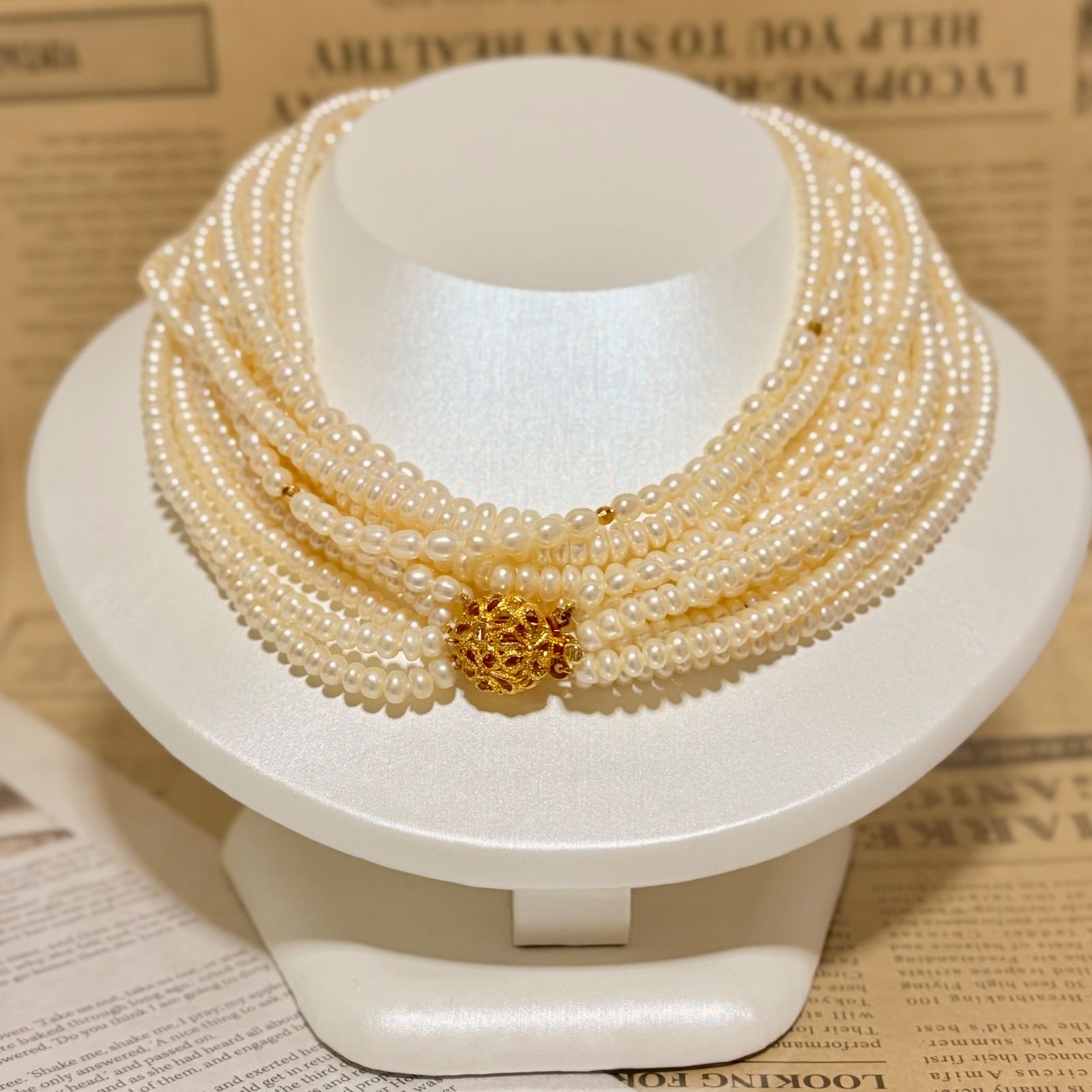 シルバー金具 6連 天然淡水パール ロングネックレス 12,084円