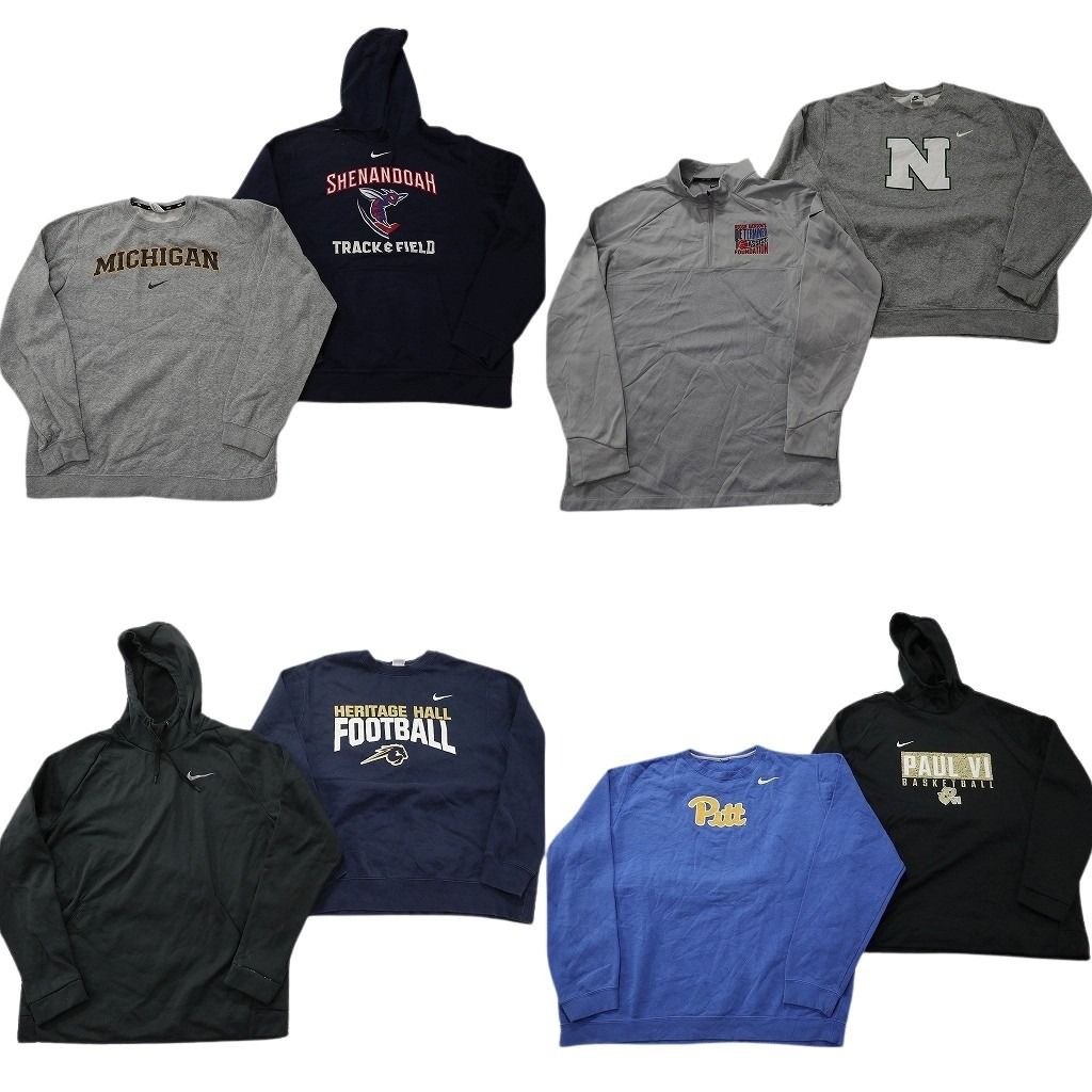 古着卸 まとめ売り ナイキ スウェット 8枚セット ( メンズ L/XL ) スウォッシュロゴ フーディー ハーフジップ ブラック 中古 古着 NF9372 9,940円