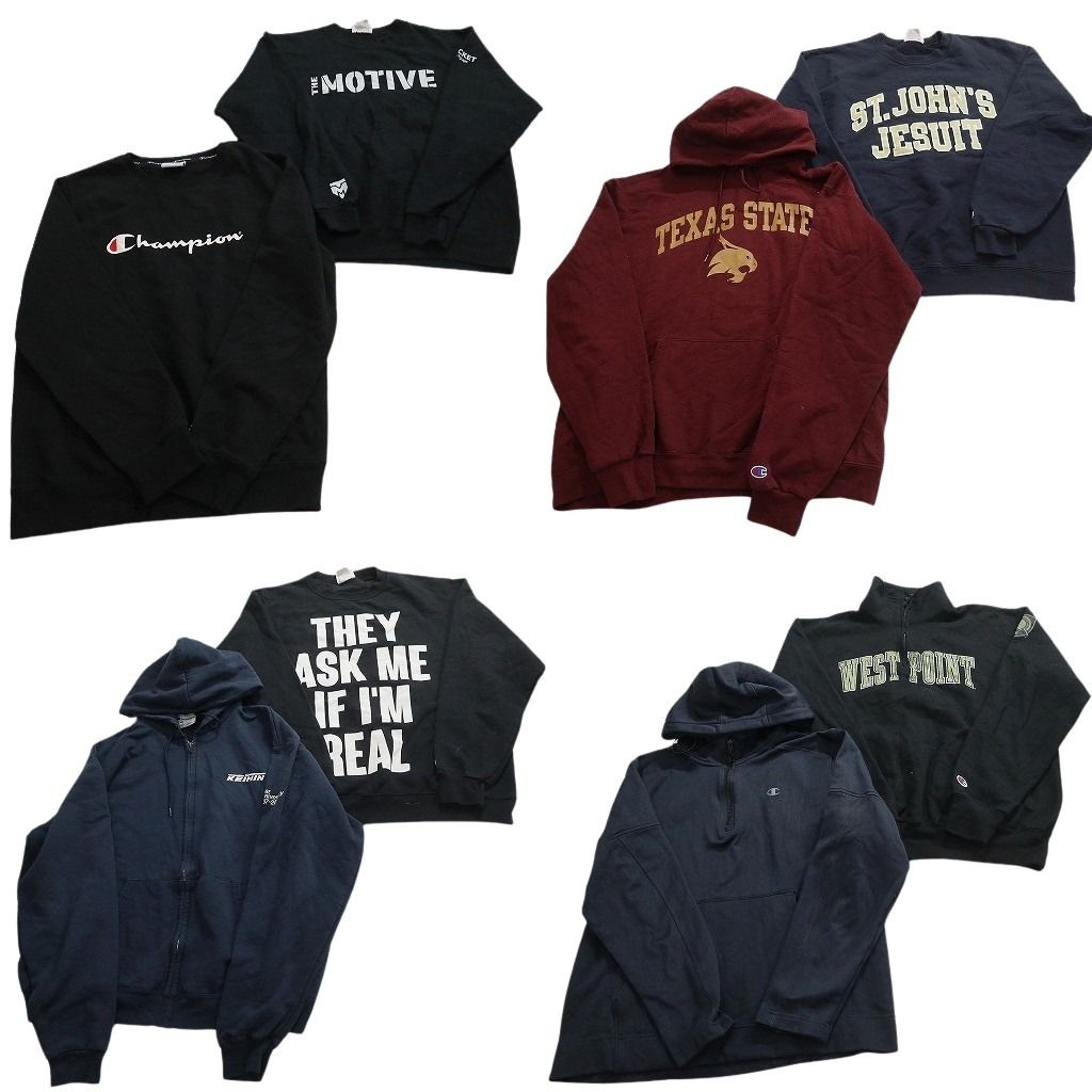 古着卸 まとめ売り チャンピオン スウェット 8枚セット ( メンズ L/XL ) フーディ ワンポイント ハーフジップ カレッジ風 中古 古着 NF9394 10,224円