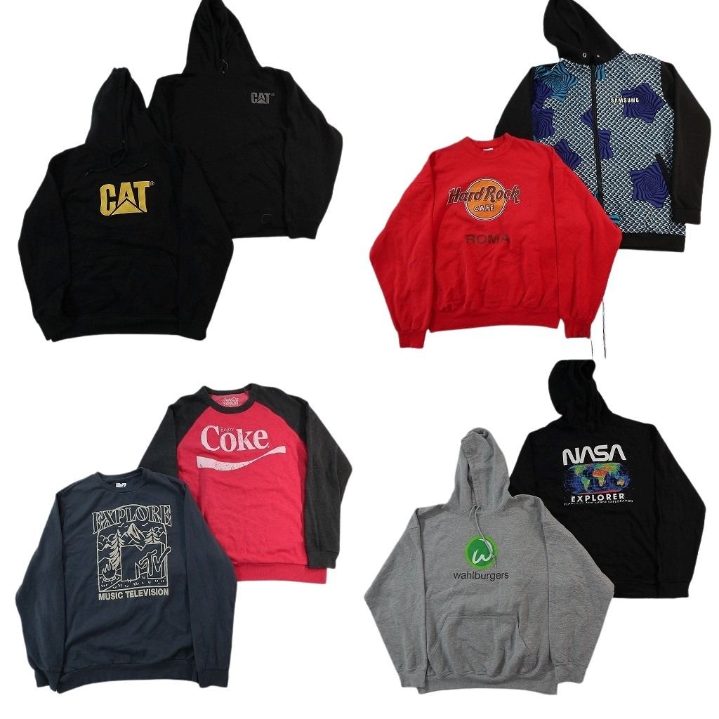 古着卸 まとめ売り 企業 スウェット 8枚セット ( メンズ XL ) CAT NASA コカ・コーラ ハードロックカフェ 中古 古着 NF9530 10,650円