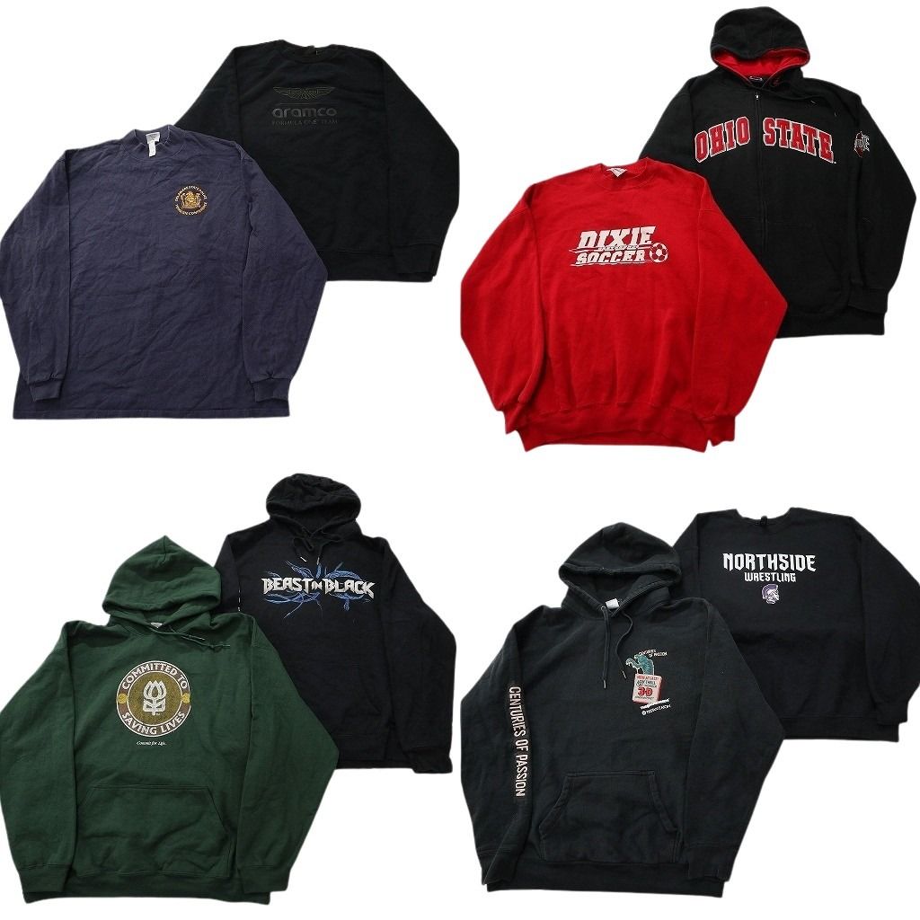 古着卸 まとめ売り スウェット 8枚セット ( メンズ 2XL ) モックネック フルジップパーカー カレッロゴ 中古 古着 NF9593 5,950円
