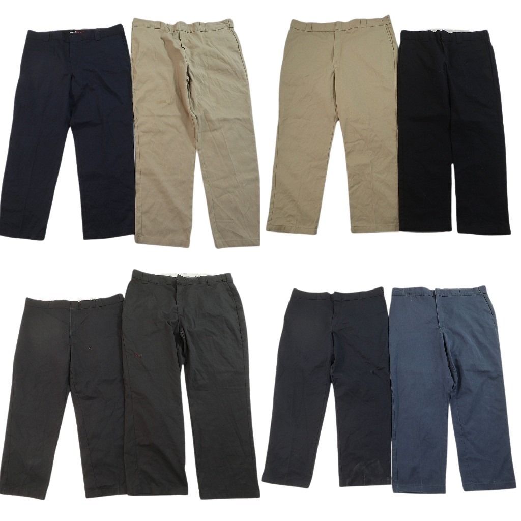 古着卸 まとめ売り ディッキーズ パンツ 8枚セット ( メンズ 44 ) FLEX 874 ワーク ベージュ ブラック 中古 古着 NF9663