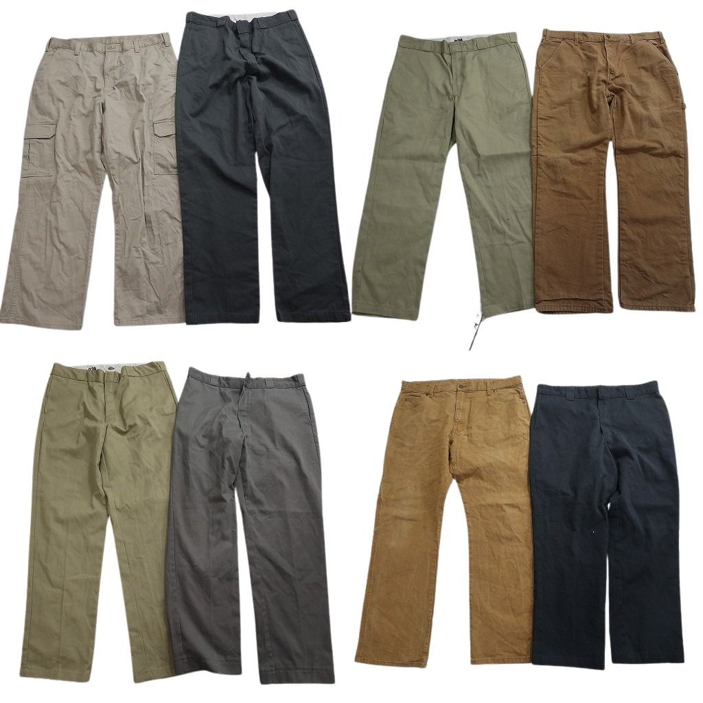 古着卸 まとめ売り ディッキーズ パンツ 8枚セット ( メンズ 38 ) ダック地 874 カーゴパンツ ライトグレー ブラック 中古 古着 NF9730
