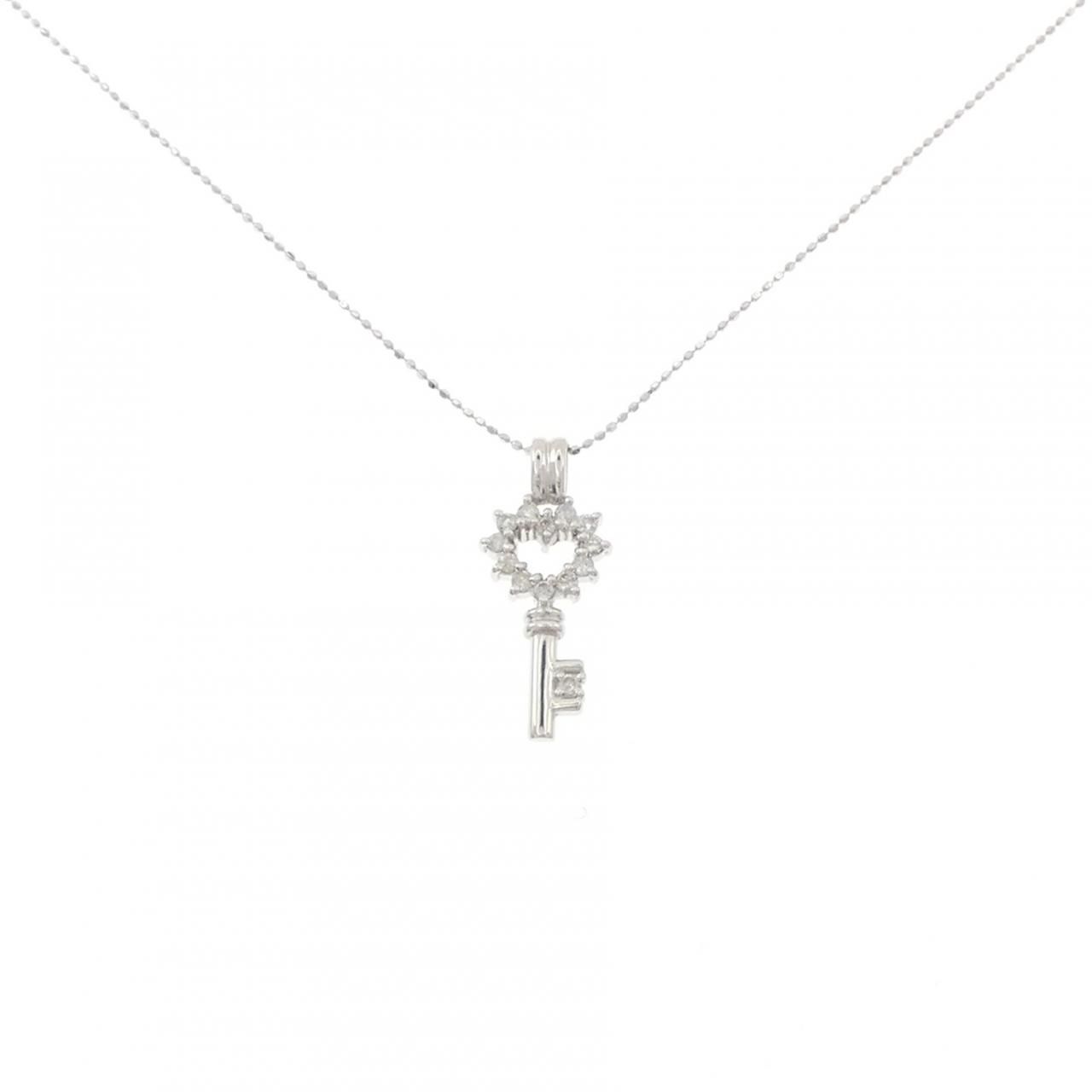 K18WG ハート×キー ダイヤモンド ネックレス 0.26CT