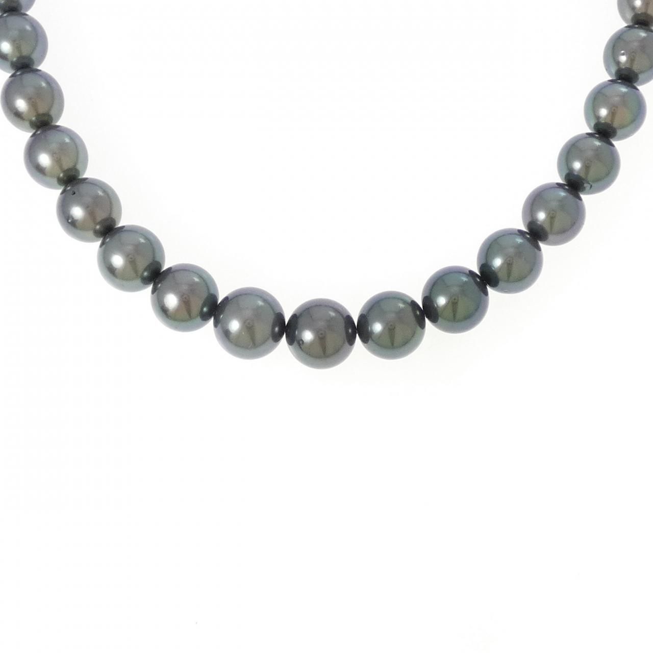 シルバークラスプ 黒蝶パール ネックレス 8-10.5mm