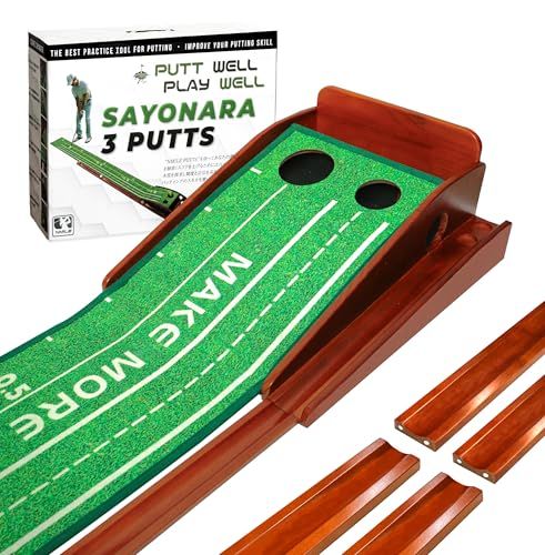 NMILE(エヌマイル) パター練習マット パターマット練習器具 ゴルフ練習器具 トレーニング 自動返球機能 滑らかな傾斜 3m 初心者 上級者 ガイドライン 真っ直ぐ打つ 室内練習 屋外練習pms