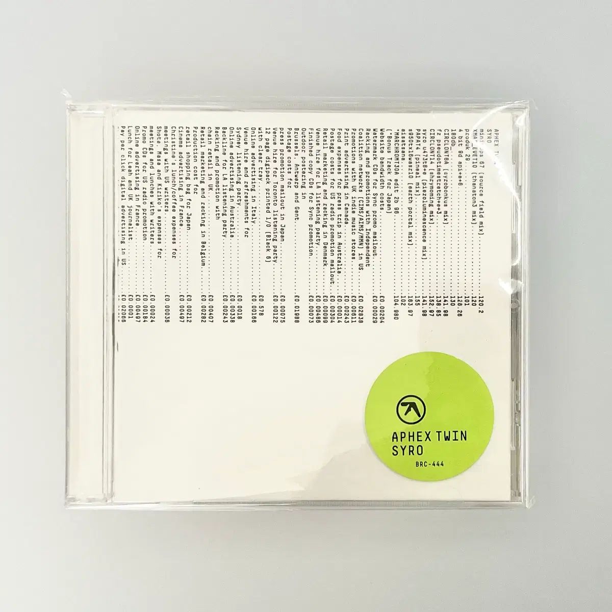 2001 年 アメリカ 初版 エイペックス ツイン Aphex Twin ） ー Drukqs cd