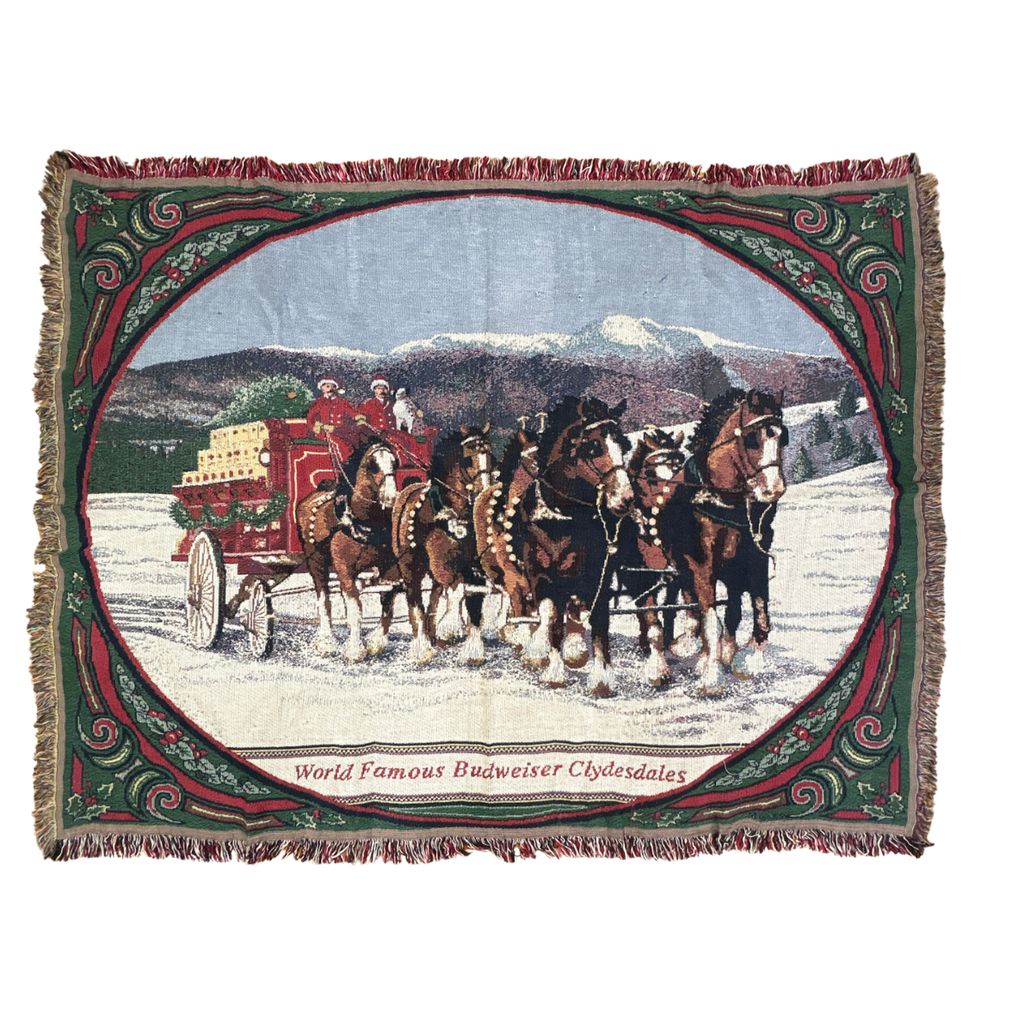 vintageラグ ブランケット マルチカバー タペストリー 企業ロゴ Budweiser Clydesdales アート 絵画 Rug Blanket 4100