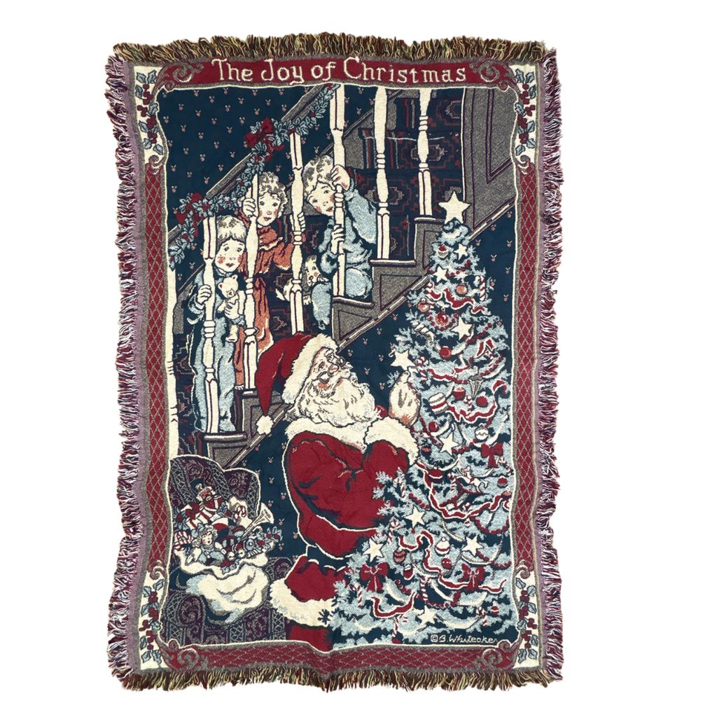 vintageラグ ブランケット マルチカバー タペストリー クリスマス サンタ ツリー プレゼント Rug Blanket Christmas 4122
