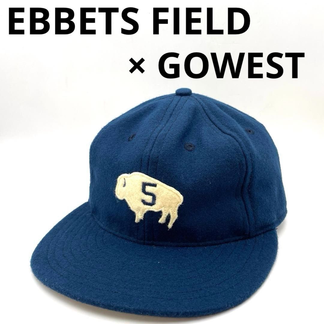 EBBETS FIELD × GOWEST ウールフランネル素材 オールドベースボールキャップ ネイビー バッファローロゴ エベッツフィールドフランネルズ ゴーウエスト アメリカ オールドBBキャップ ヴィンテージデザイン 帽子 10,499円