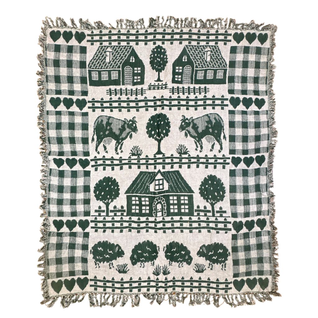 vintageラグ ブランケット マルチカバー タペストリー 牛 アニマル ハート カントリー チェック Rug Blanket Country 3181