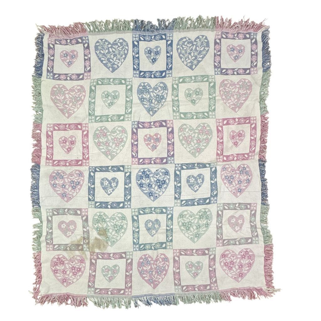 vintageラグ ブランケット マルチカバー タペストリー フラワー 花 ハート アートワーク ボタニカル Heart Rug Throw Blanket Flower 2486