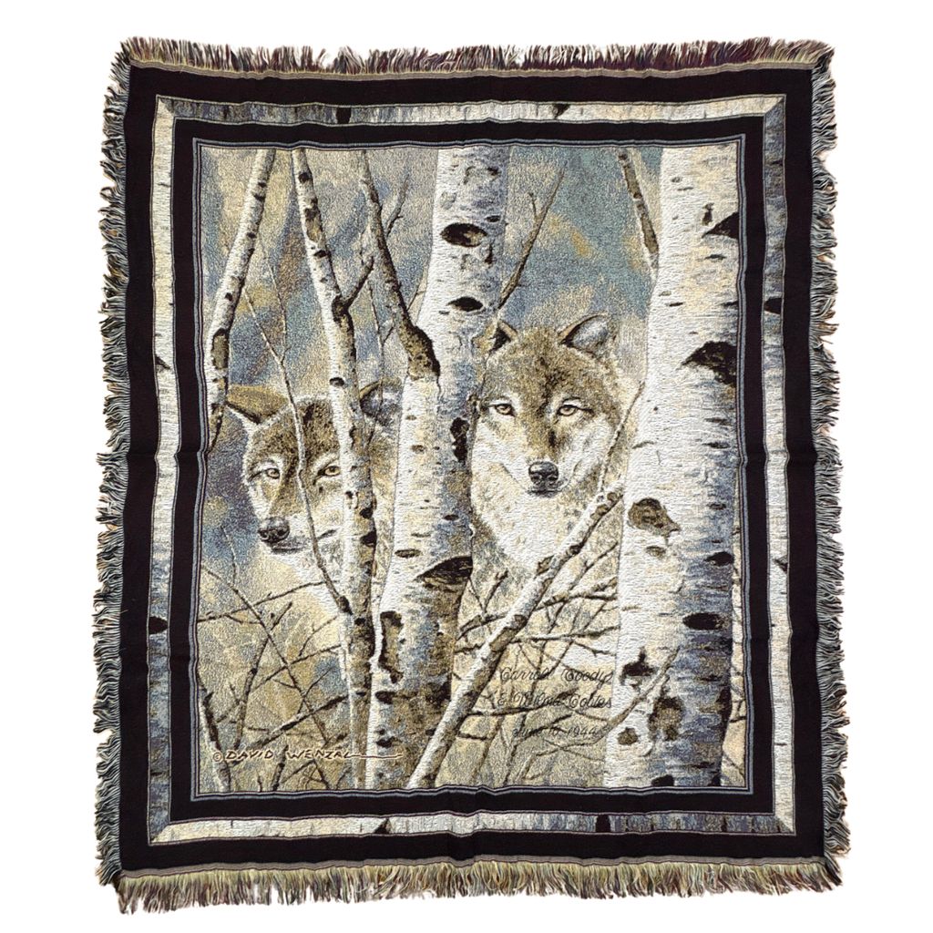 vintageラグ ブランケット マルチカバー タペストリー ウルフ オオカミ アニマル アート Rug Blanket Animal Wolf 4234