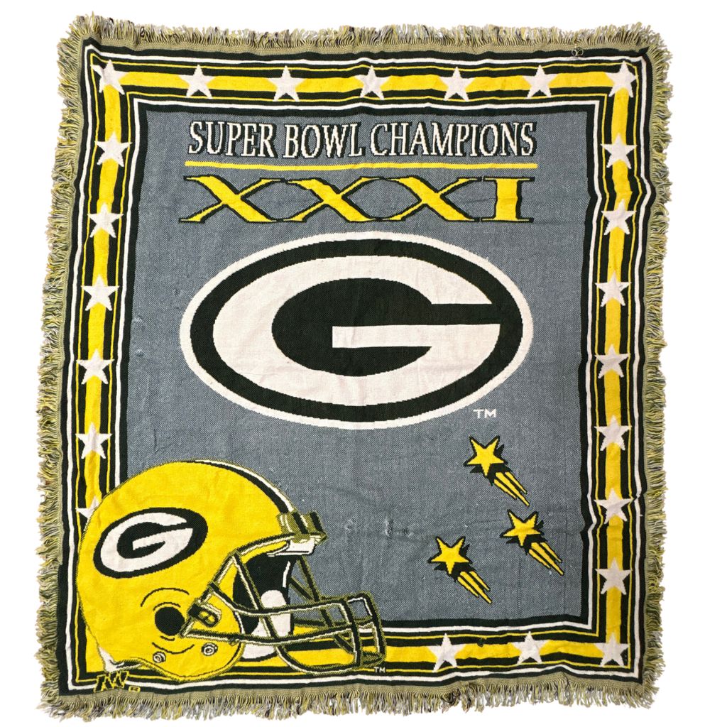 vintageラグ ブランケット マルチカバー タペストリー グリーンベイパッカーズ フットボール チームロゴ Rug Blanket NFL 3410