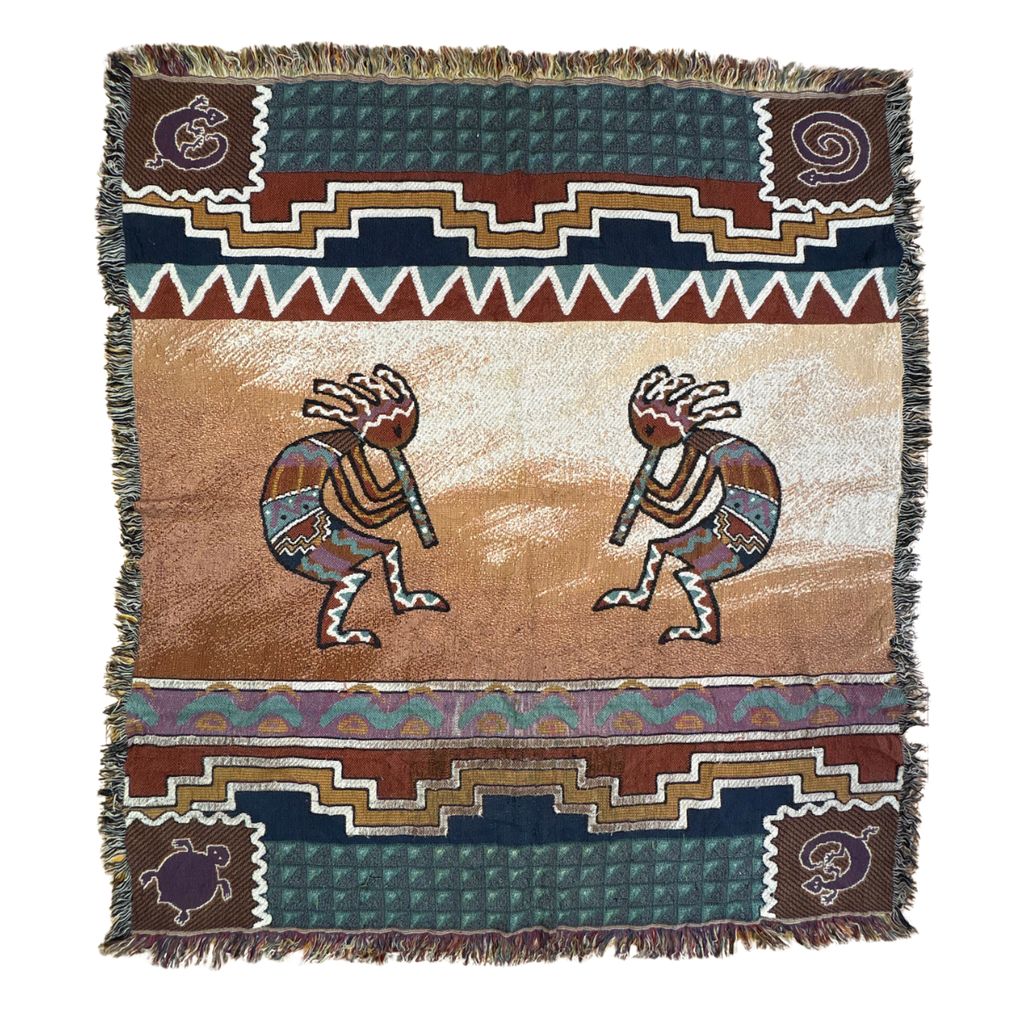 vintageラグ ブランケット マルチカバー タペストリー ネイティブアメリカン ココペリ 民族 Rug Blanket Kokopelli 2771