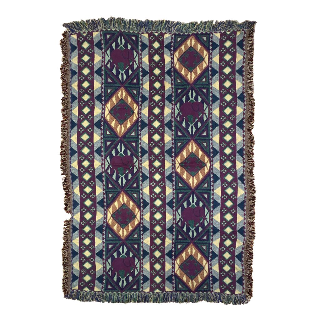vintageラグ ブランケット マルチカバー タペストリー ゾウ アニマル ネイティブ柄 Rug Blanket Elephant 2838