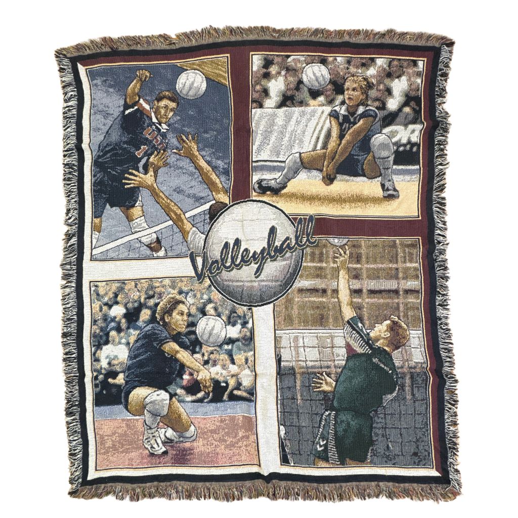 vintageラグ ブランケット マルチカバー タペストリー USA製 バレーボール フォト Rug Throw Blanket Volleyball 2629