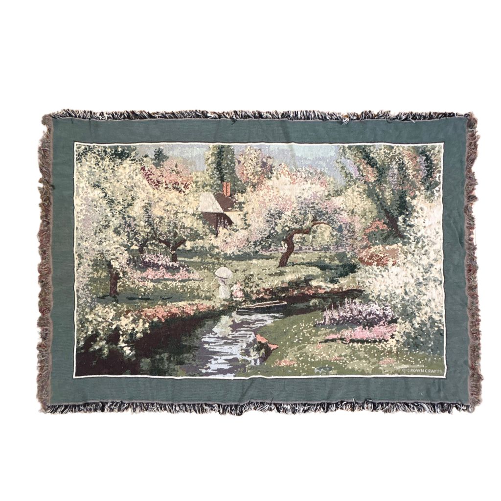 vintageラグ ブランケット マルチカバー タペストリー USA製 風景 アート 絵画 コテージ Rug Blanket Landscape 3161