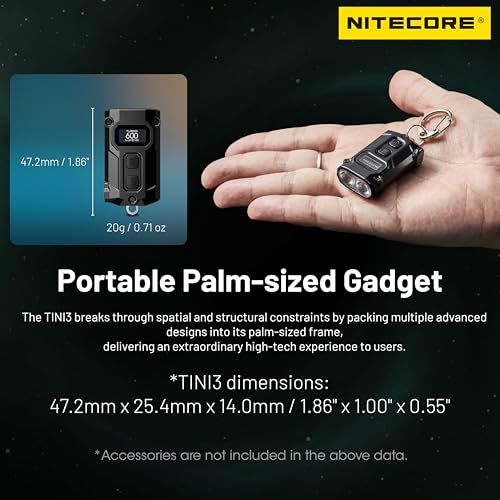 Nitecore TINI 3 インテリジェント 複数の色温度 600ルーメン キーチェーンライト 充電式EDCフラッシュライトタグ (ブラック)pms Nitecore TINI 3 インテリジェント 複数の色温度 600ルーメン キーチェーンライト 充電式EDCフラッシュライトタグ (ブラック)pms